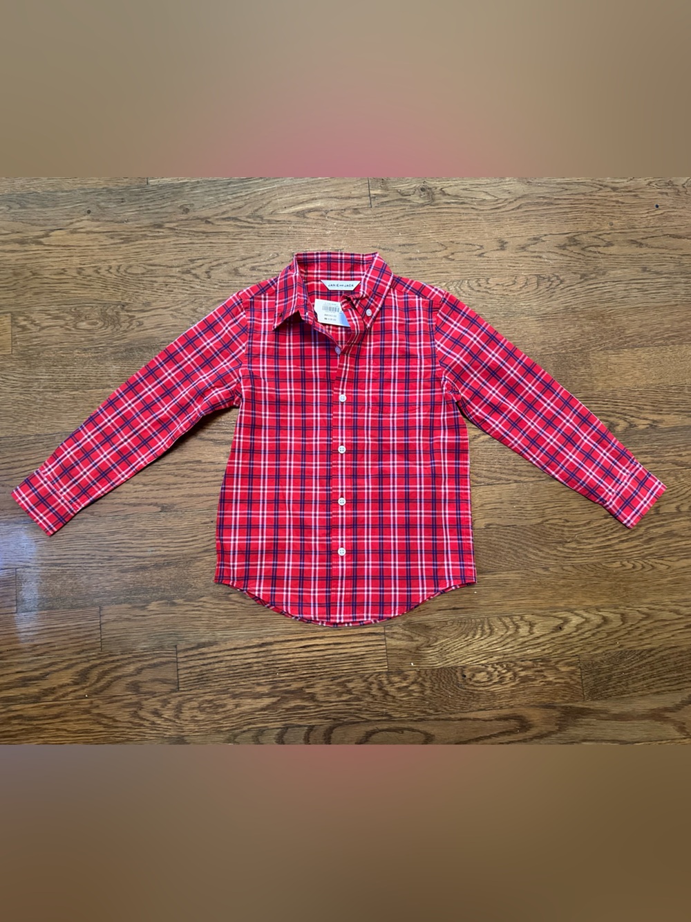NWT Janie and Jack Red Plaid Button-Down Shirt size 4 boys